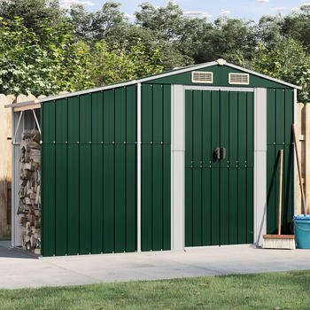vidaXL Ger&auml;tehaus Gr&uuml;n 277x93x179 cm Verzinkter Stahl (364514)