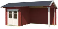 LASITA MAJA Gartenhaus "Kenzo 300" Blockbohlenhaus 34mm mit Anbau