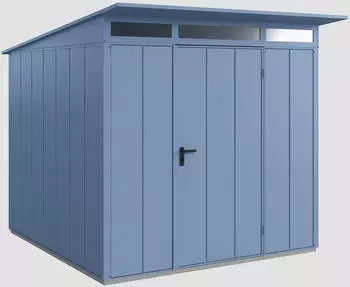 Hörmann EcoStar Elegant mit Pultdach Typ 2, 238 x 238 cm, taubenblau, 5,7 m², 1-flüglige Tür