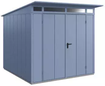 Hörmann EcoStar Elegant mit Pultdach Typ 2, 238 x 238 cm, taubenblau, 5,7 m², 2-flüglige Tür