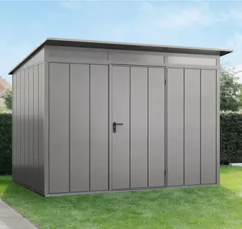 Hörmann EcoStar Elegant mit Pultdach Typ 3, 238 x 303 cm, graualuminium, 7,2 m², 1-flüglige Tür