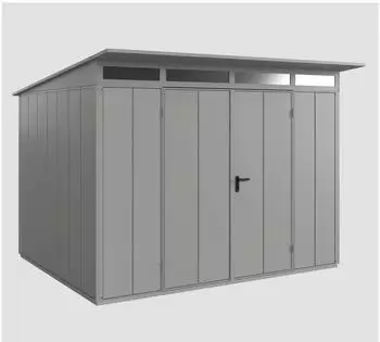 Hörmann EcoStar Elegant mit Pultdach Typ 3, 238 x 303 cm, graualuminium, 7,2 m², 2-flüglige Tür