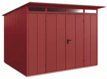 Hörmann EcoStar Elegant mit Pultdach Typ 3, 238 x 303 cm, purpurrot, 7,2 m², 2-flüglige Tür
