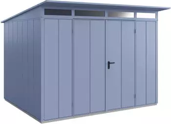 Hörmann EcoStar Elegant mit Pultdach Typ 3, 238 x 303 cm, taubenblau, 7,2 m², 2-flüglige Tür
