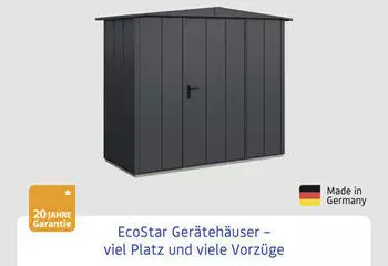 Hörmann EcoStar Elegant mit Satteldach Typ 1, 108 x 238 cm, anthrazitgrau, 2,6 m², 1-flüglige Tür