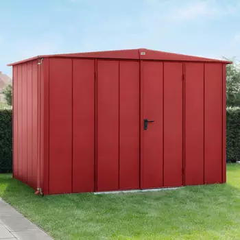 Hörmann EcoStar Elegant mit Satteldach Typ 3, 238 x 303 cm, purpurrot, 7,2 m², 2-flüglige Tür