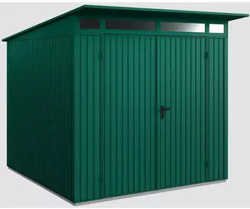 Hörmann EcoStar Trend mit Pultdach Typ 2, 238 x 238 cm, moosgrün, 5,7 m², 2-flüglige Tür