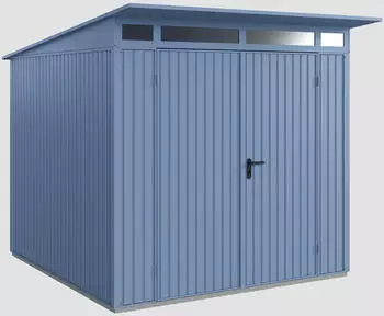 Hörmann EcoStar Trend mit Pultdach Typ 2, 238 x 238 cm, taubenblau, 5,7 m², 2-flüglige Tür
