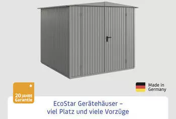 Hörmann EcoStar Trend mit Satteldach Typ 2, 238 x 238 cm, graualuminium, 5,7 m², 2-flüglige Tür