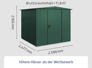 Hörmann EcoStar Trend mit Satteldach Typ 2, 238 x 238 cm, moosgrün, 5,7 m², 1-flüglige Tür