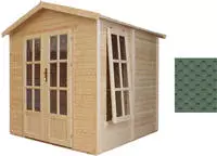 Garten Holzhaus Mit Bitumenschindeln Der Gr&uuml;n Farbe, B233xt222xh233 Cm, Modernes