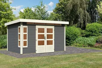 Karibu Kastorf 7 + Fensterecke 28mm terragrau 364 x 244 cm (31535)