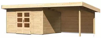 Woodfeeling Northeim 4 inkl. 300 cm Schleppdach/Seiten ohne und Rückwand naturbelassen (9273)