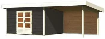 Woodfeeling Northeim 4 inkl. 300 cm Schleppdach/Seiten ohne und Rückwand terragrau (9274)