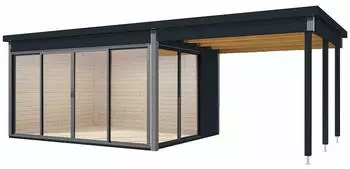 Wolff Studio 44 D + Seitendach sowie Alu Eckverkleidung/Schiebet&uuml;r anthrazit (850 091)