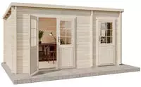 Alpholz Pultdach Gartenhaus Maria mit Anbau Pinie