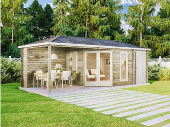 Alpholz 5-Eck Gartenhaus Liwa mit Anbau mit Imprägnierung 714x300cm (L1.1.00334.3)