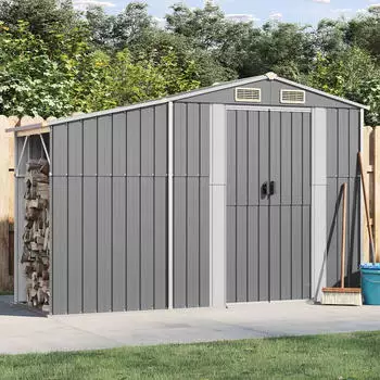 vidaXL Ger&auml;tehaus Grau 277x93x179 cm Verzinkter Stahl (364516)