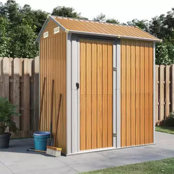 vidaXL Ger&auml;tehaus Hellbraun 192x152,5x237 cm Verzinkter Stahl (364533)