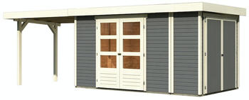 Karibu Retola 5 377 x 217 cm terragrau mit 280 cm Schleppdach