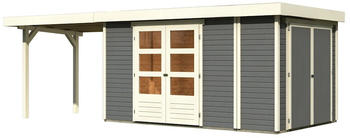 Karibu Retola 6 377 x 246 cm terragrau mit 280 cm Schleppdach