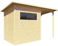 BERTILO Gartenhaus "Pent Modern 3 Plus naturbelassen" mit hohen Seitenw&auml;nden und