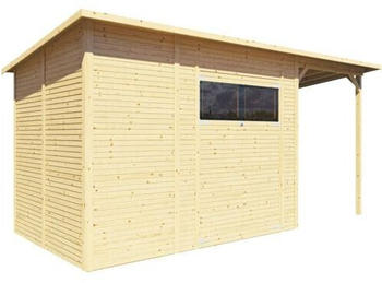 Bertilo Gartenhaus Fineline Rhombusprofil Modern 4 Plus inkl. Schleppdach 470x202cm natur