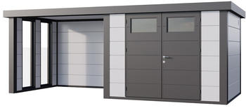Telluria Classico 3024 582 x 238 cm wei&szlig; mit 2 Fenstern und Lounge-Anbau links