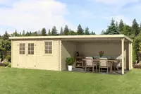 LASITA MAJA Gartenhaus "Reno" Blockbohlenhaus 28mm, mit Anbau
