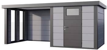 Telluria Classico 2424 522 x 238 cm lichtgrau mit 2 Fenster und Lounge-Anbau links