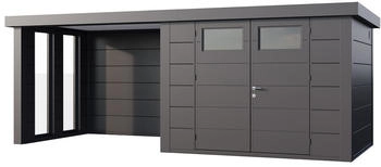 Telluria Classico 3024 582 x 238 cm anthrazit mit 2 Fenstern und Lounge-Anbau links