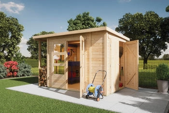 Karibu Multifunktionshaus 1 Pultdach BxT: 300x186,5 cm naturbelassen