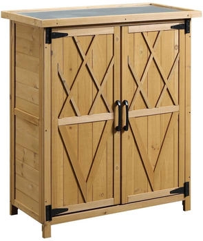 Outsunny Außenschrank 75 x 40 x 90 cm mit 2 Türen Holz natur (845-706ND)