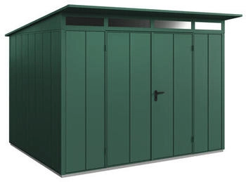 Hörmann EcoStar Elegant mit Pultdach Typ 3, 238 x 303 cm, moosgrün, 7,2 m², 2-flüglige Tür
