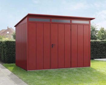 Hörmann EcoStar Elegant mit Pultdach Typ 3, 238 x 303 cm, purpurrot, 7,2 m², 1-flüglige Tür