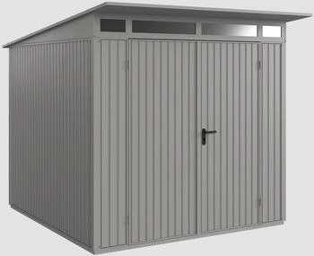 Hörmann EcoStar Trend mit Pultdach Typ 2, 238 x 238 cm, graualuminium, 5,7 m², 2-flüglige Tür