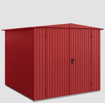 Hörmann EcoStar Trend mit Satteldach Typ 2, 238 x 238 cm, purpurrot, 5,7 m², 2-flüglige Tür