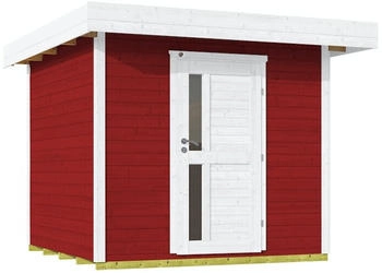 Weka Designhaus 172 + Vordach (50 cm) und Design Einzeltüre schwedenrot Gr. 2 (235 x 301 cm) (172.2430.43010)