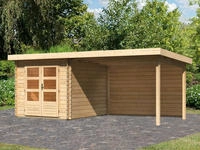Karibu Gartenhaus "Schlo&szlig;see 4" mit Anbaudach und R&uuml;ckwand