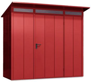 Hörmann EcoStar Elegant mit Pultdach Typ 1, 108 x 238 cm, purpurrot, 2,6 m², 1-flüglige Tür