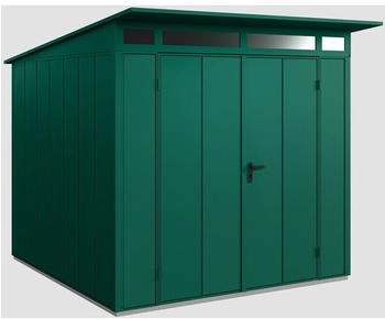 Hörmann EcoStar Elegant mit Pultdach Typ 2, 238 x 238 cm, moosgrün, 5,7 m², 2-flüglige Tür