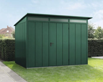 Hörmann EcoStar Elegant mit Pultdach Typ 3, 238 x 303 cm, moosgrün, 7,2 m², 1-flüglige Tür