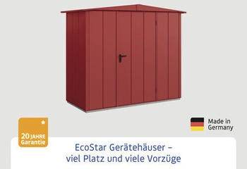 Hörmann EcoStar Elegant mit Satteldach Typ 1, 108 x 238 cm, purpurrot, 2,6 m², 1-flüglige Tür