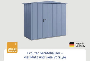 Hörmann EcoStar Elegant mit Satteldach Typ 1, 108 x 238 cm, taubenblau, 2,6 m², 1-flüglige Tür