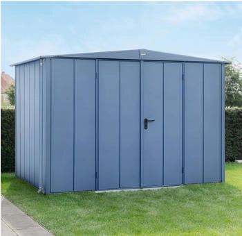 Hörmann EcoStar Elegant mit Satteldach Typ 3, 238 x 303 cm, taubenblau, 7,2 m², 2-flüglige Tür