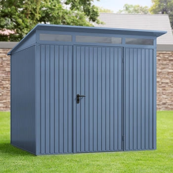 Hörmann EcoStar Trend mit Pultdach Typ 2, 238 x 238 cm, taubenblau, 5,7 m², 1-flüglige Tür