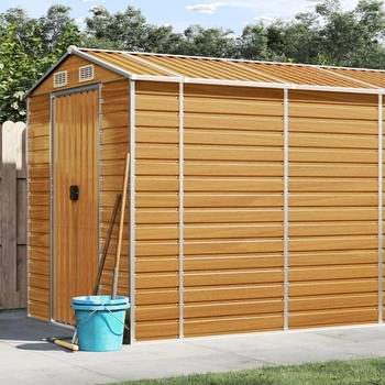 vidaXL Ger&auml;tehaus Hellbraun 191x640x198 cm Verzinkter Stahl (3188281)