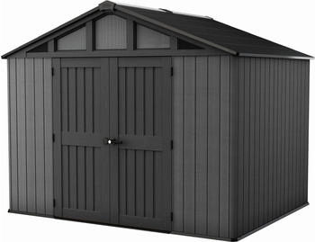 Keter Stronghold abgerundete Hausecken 10x8 inkl. Fu&szlig;boden 305 x 243 cm Holzoptik