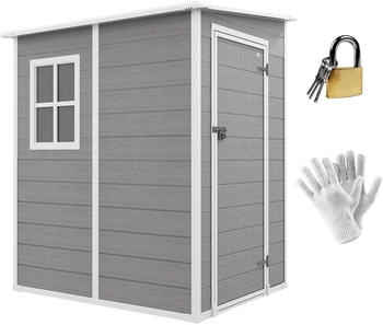 Outsunny Ger&auml;tehaus 154m&sup3; mit T&uuml;r Fenster Pultdach 122x149 cm Grau
