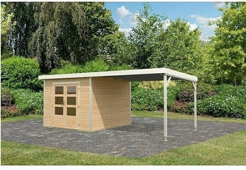 Karibu Hybride Pluto A 574x574cm Fichte/Metall Naturbelassen/Weiß